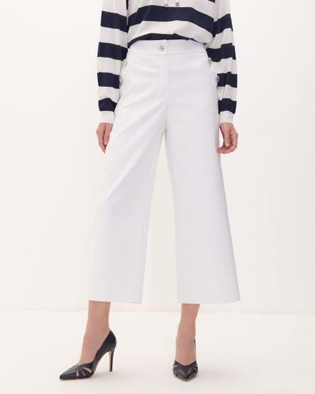 Pantalón Culotte Blanco Botones Metálicos