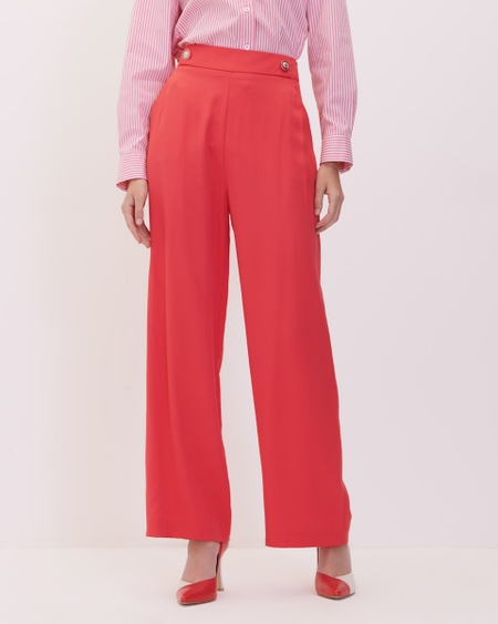 Pantalon Palazzo Rosa Satinado Tiro Alto