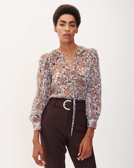 Blusa Estampado Floral Con Escarolas