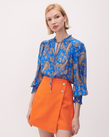 Blusa Azul Bohemia Estampado Paisleys