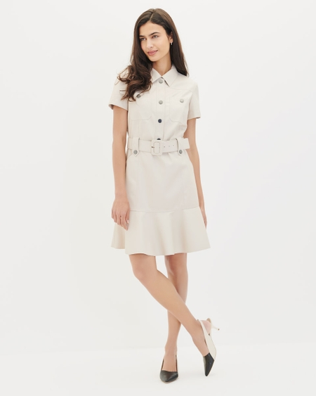 Vestido Camisero Tela Ecopiel