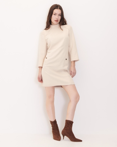 Vestido Beige Silueta H Manga 3/4