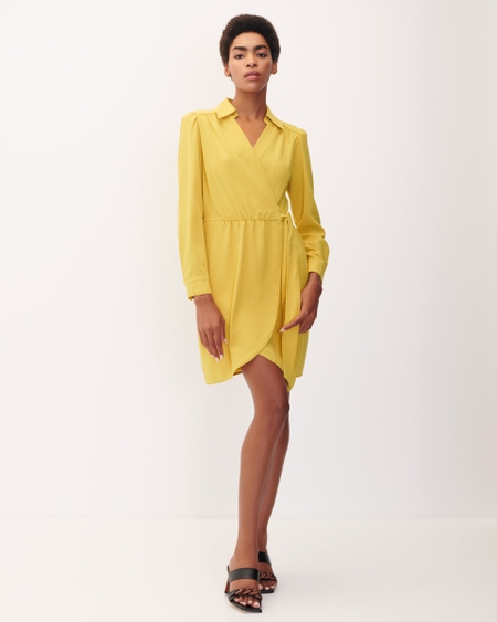 Vestido Camisero  Envolvente Amarillo Manzana