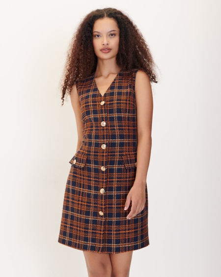 Vestido Sin Manga Escote V Con Carteras