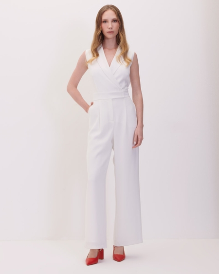 Jumpsuit Palazzo Offwhite Cruzado