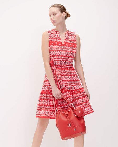 Vestido Rojo Bordado Fit And Flare