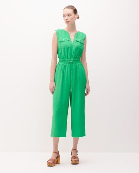 Jumpsuit Palazzo Verde Enresortado Escote V