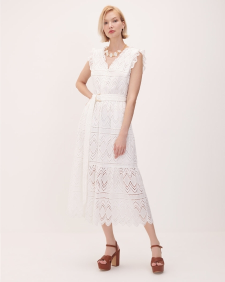 Maxi Vestido Bohemio Blanco Bordado