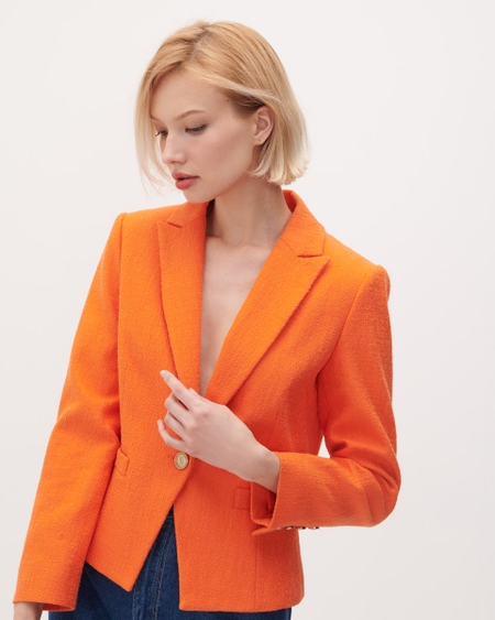 Saco Corto Naranja De Tweed