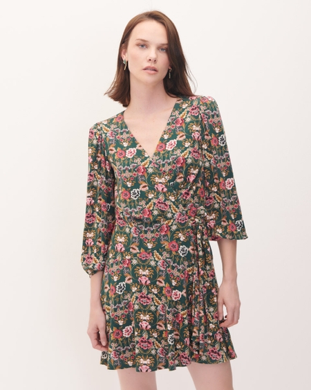 Vestido Envolvente Estampado Floral De Punto