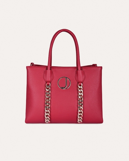 Bolsa Tote Roja Con Cadenas