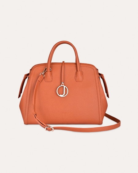 Bolsa Satchel Café Textura Saffiano