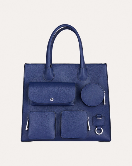 Bolsa Satchel Azul Marino Múltiples Bolsillos