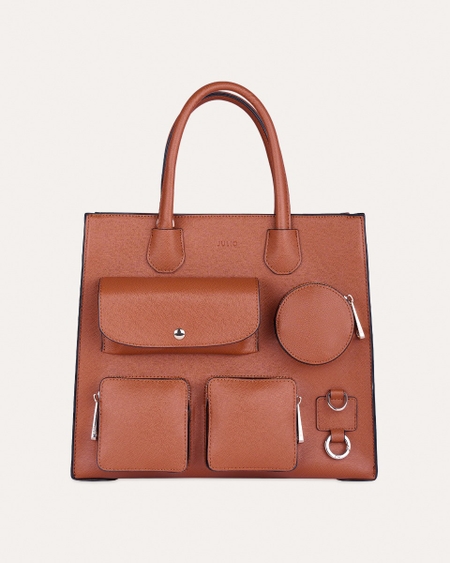 Bolsa Satchel Camel Múltiples Bolsillos