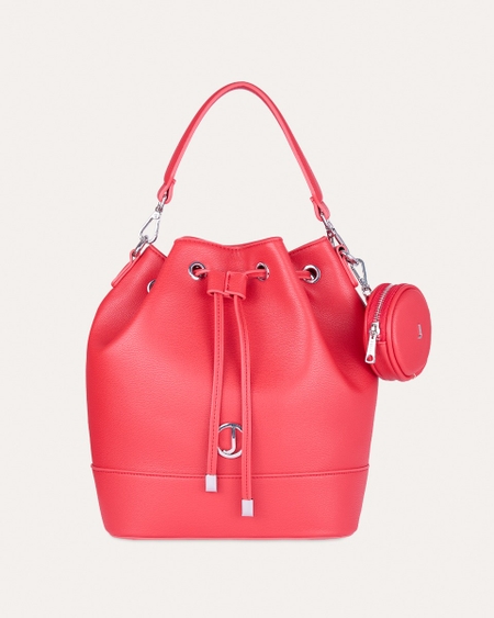 Bucket Bag Roja Vinipiel Con Monedero