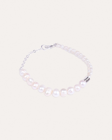 Pulsera Doble De Perlas Blancas