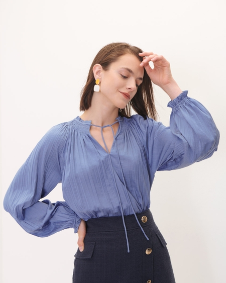 Blusa Azul Celeste Estilo Bohemio
