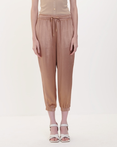 Pantalón Jogger De Satín Tiro Alto Cobre