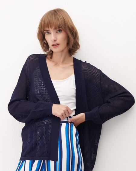 Cardigan Tejido Calado Azul Marino