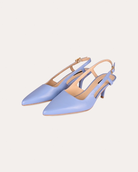 Zapato De Piel Slingback Celeste