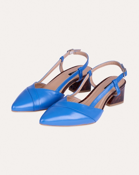 Zapatos Slingback Azules Con Tacón De Carey