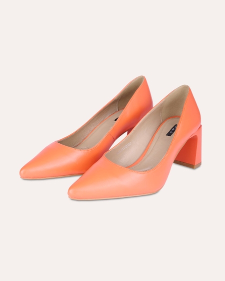 Zapatillas Naranja Pump De Piel