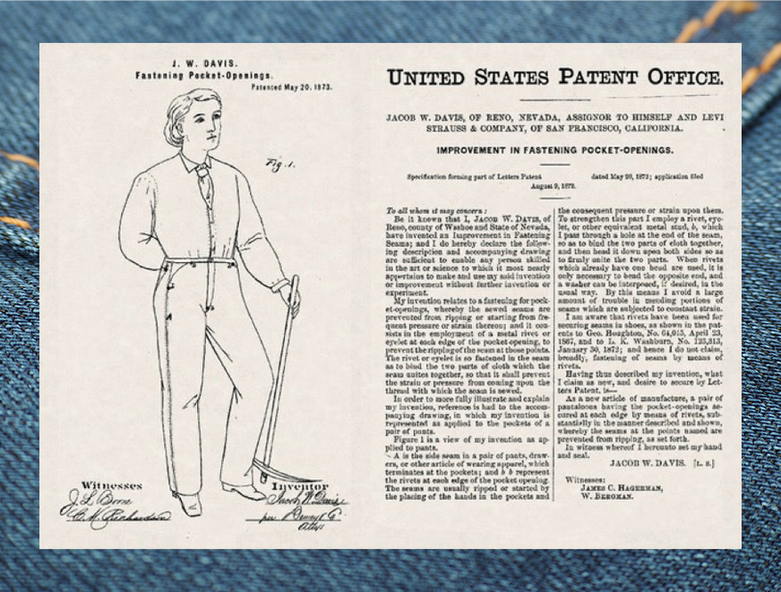 Patente de los “overoles a la cadera” de Levi Strauss y Jacob W. Davis  ©  The Steel Beam 2013-2020 